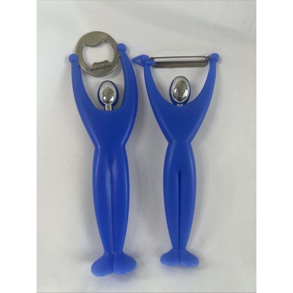 Bugatti Kitchen Utensil 2 pc Set Vegetable‎ Peeler Bottle Opener Blue Gym